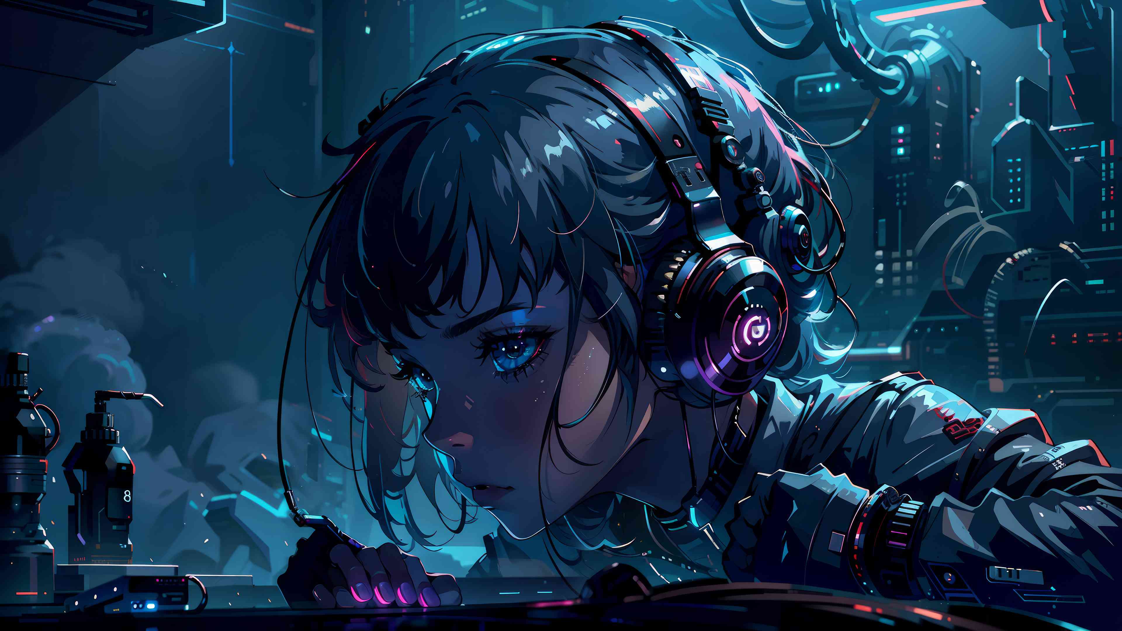 Anime DJ girl with headphones | MirrorLog